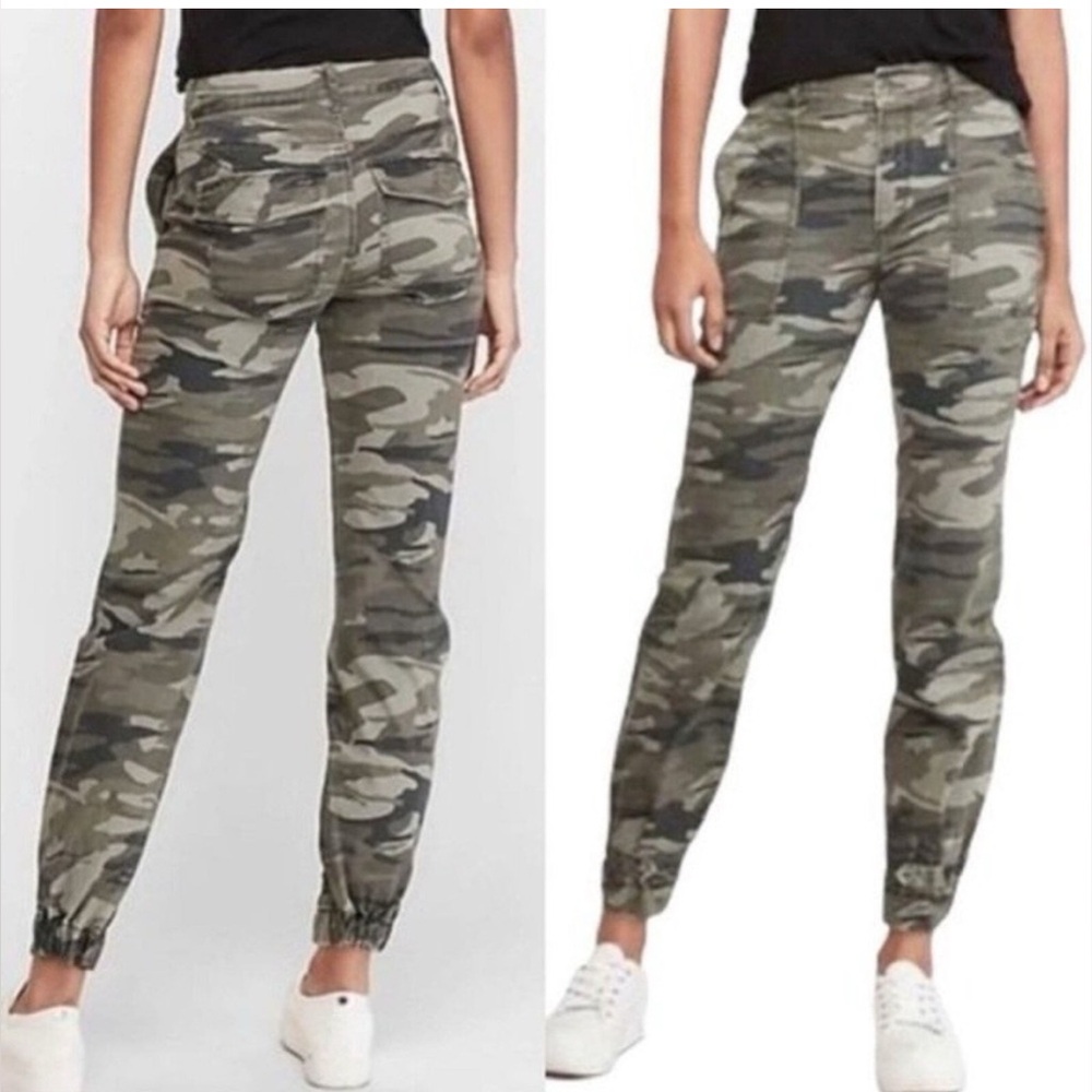Express Stretch Cropped Straight High Rise Camo Pant Size 0